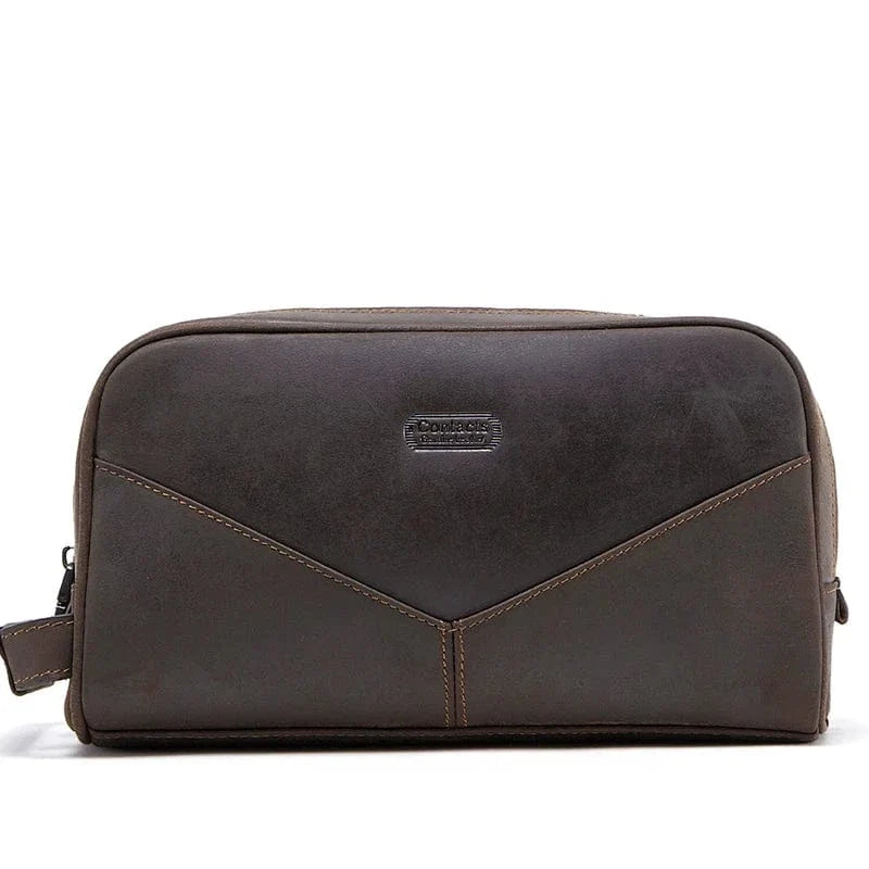 Trousse de Toilette Homme Personnalisée｜La Casa Du Cuir Café / Votre Nom