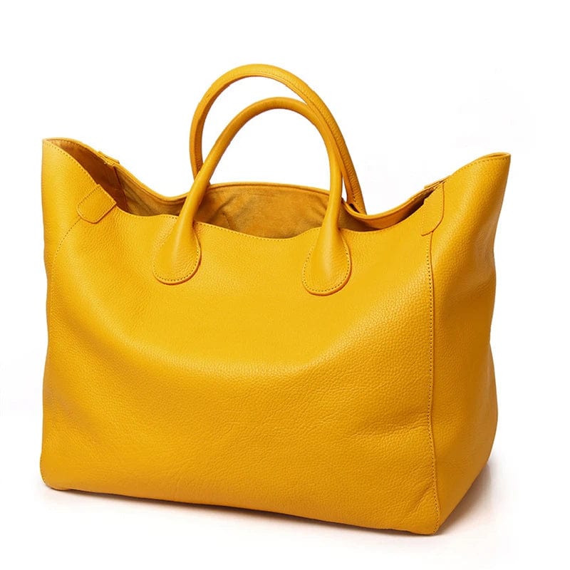 Grand Sac Fourre-Tout Femme – Couleurs Vives et Format XL Jaune / Cuir Sac Cabas